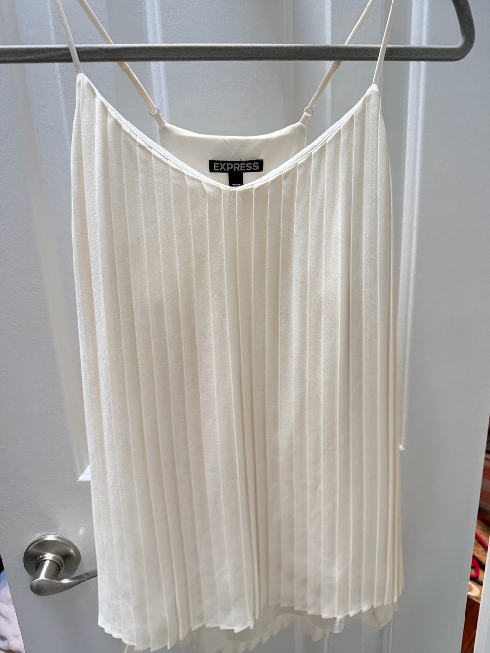 Express Cream Pleated Skater Slip Skirt